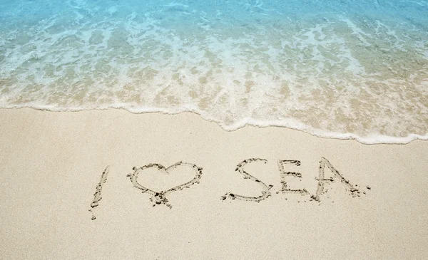 The inscription "I love the sea" — Stock Photo, Image
