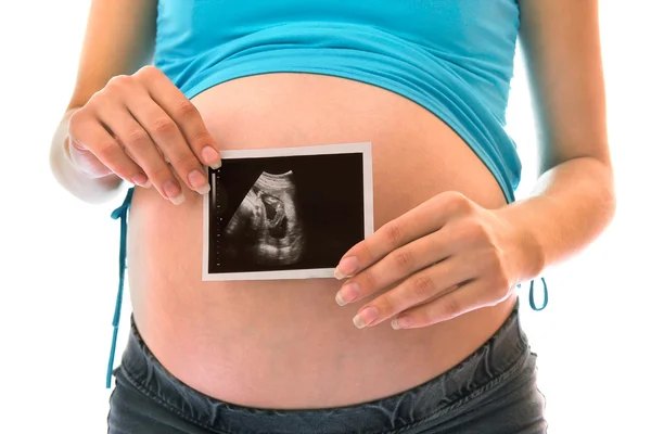 Baby på ultraljud i buken — Stockfoto