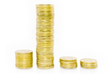 Arka plan üzerinde para yığınları