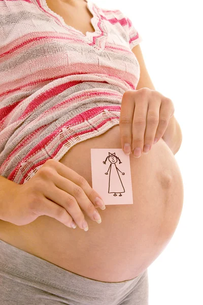 Gravid kvinna med ett klistermärke — Stockfoto