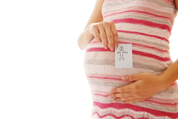 Έγκυος γυναίκα με ένα αυτοκόλλητο — Φωτογραφία Αρχείου