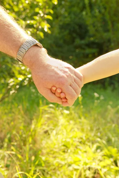 Parent holds  hand of  child — Stock Photo, Image