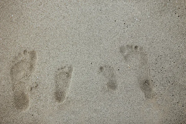 Rodinné stopy v písku — Stock fotografie