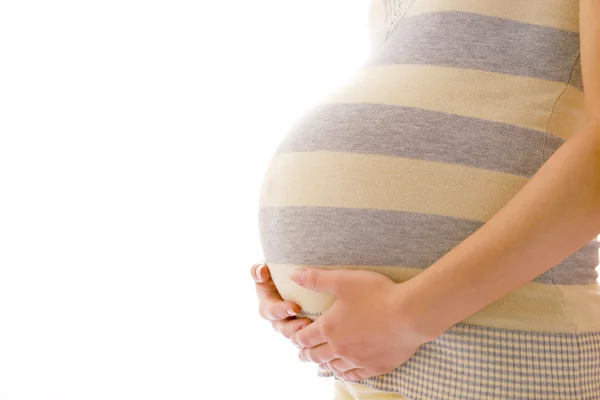 Έγκυος γυναίκα σε λευκό — Φωτογραφία Αρχείου