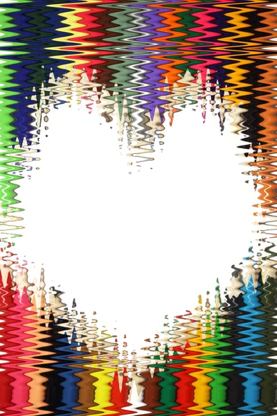 Red heart with pencils — Stock Photo, Image