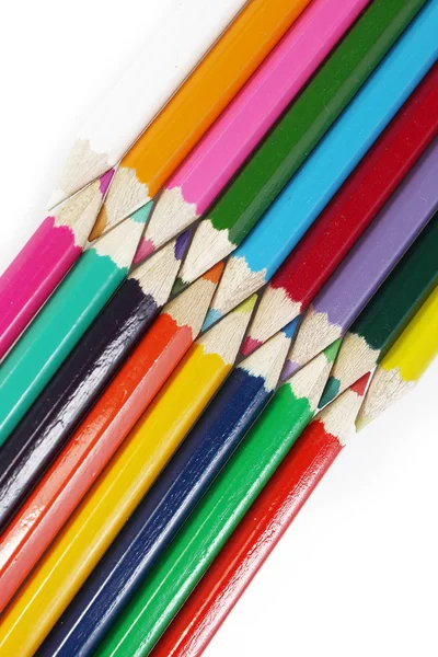 Barevné tužky na bílém — Stock fotografie