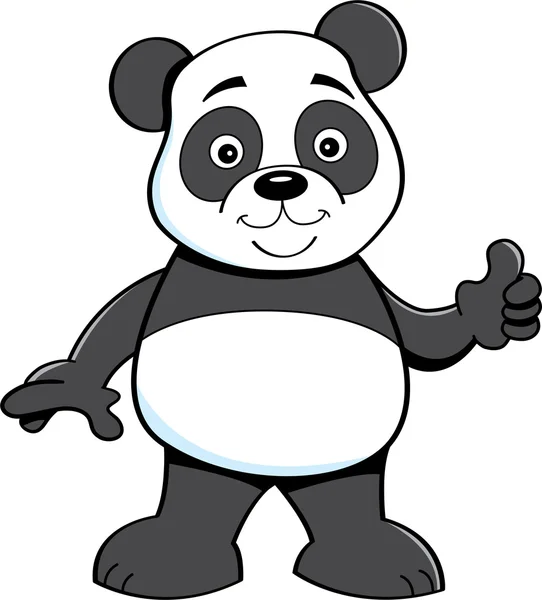 Cartoon panda bear ger tummen upp. — Stock vektor