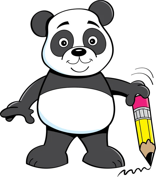 Κινούμενα σχέδια αρκούδα panda κρατούν ένα μολύβι. — Διανυσματικό Αρχείο
