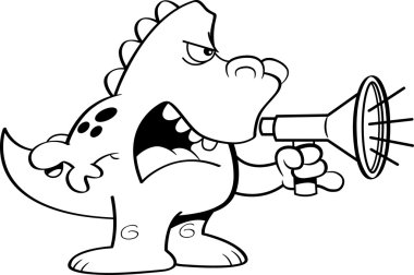 Çizgi film dinozor bir megafon bağırarak.