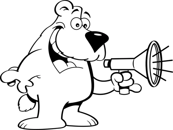 Cartoon bear talking into a megaphone. — Stock Vector