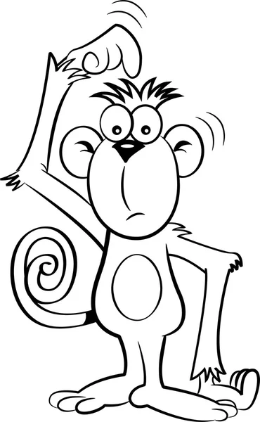 Macaco confuso dos desenhos animados . — Vetor de Stock
