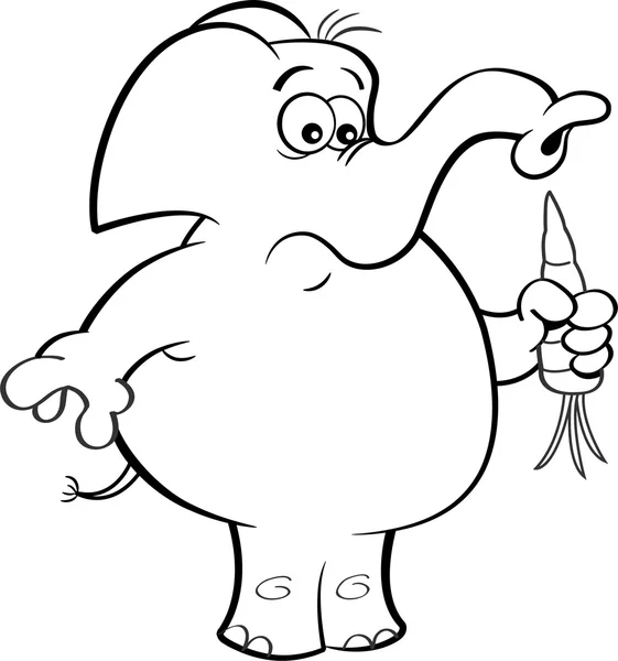 Cartoon olifant houdt van een wortel. — Stockvector