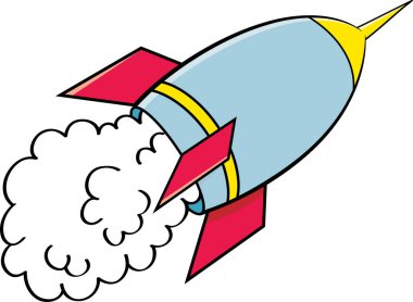 Patlayan bir roket gemisinin karikatür çizimi.