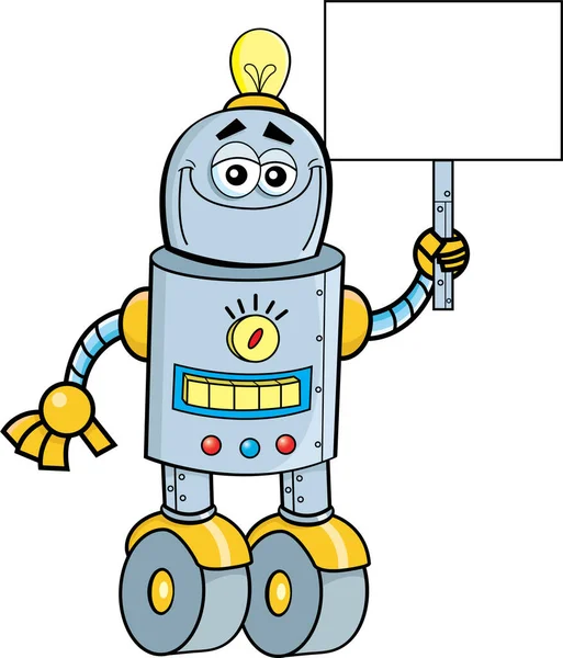 Ilustración Dibujos Animados Robot Feliz Con Ruedas Para Los Pies — Vector de stock