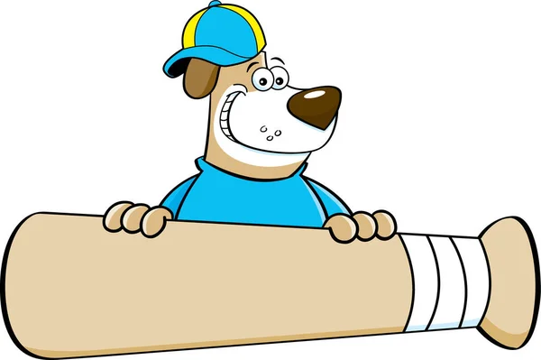 Dibujos Animados Ilustración Perro Con Una Gorra Béisbol Pie Detrás — Archivo Imágenes Vectoriales