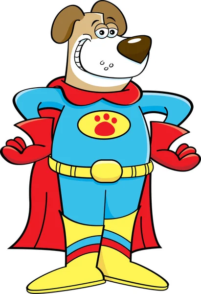 Cartoon Illustratie Van Een Lachende Hond Een Super Held Kostuum — Stockvector