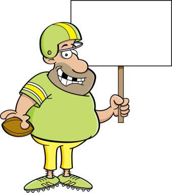 bir tabela holding karikatür futbolcu.