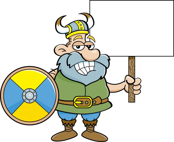 Viking houden een teken — Stockvector