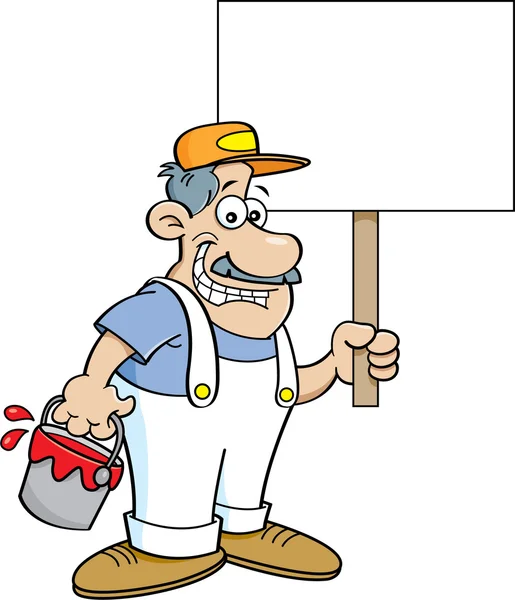 Kreslený malíř drží. — Stockový vektor