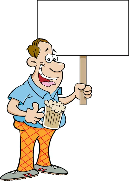 Hombre de dibujos animados sosteniendo un signo — Vector de stock