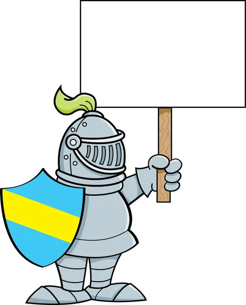 Cartoon ridder houden een teken. — Stockvector