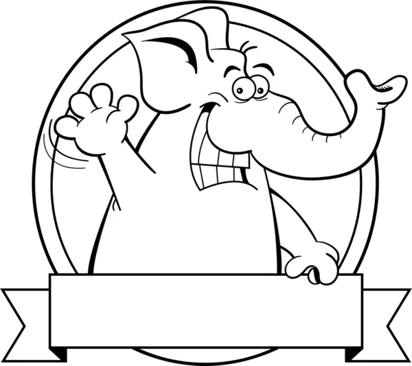 Cartoon elefant med en banner. — Stock vektor