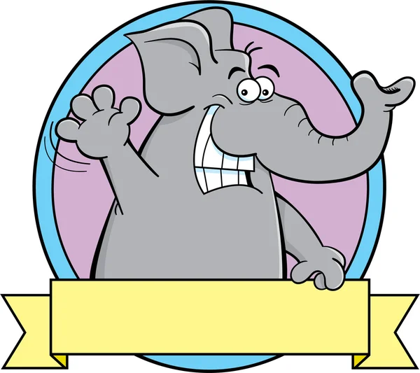 Elefante dei cartoni animati con un banner . — Vettoriale Stock