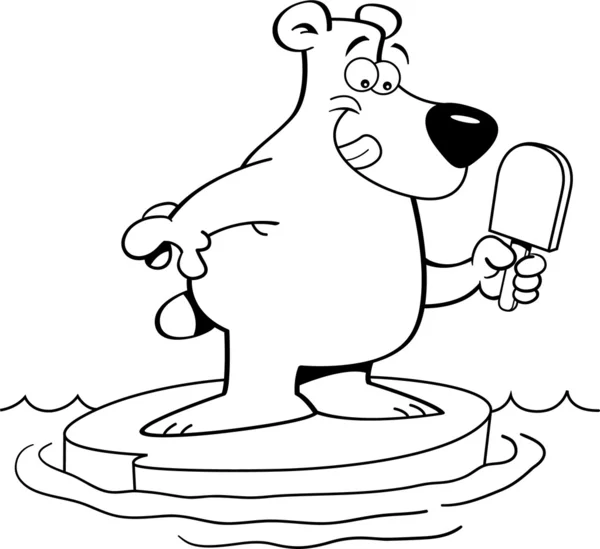 Γελοιογραφία πολική αρκούδα σε ένα παγόβουνο. — Διανυσματικό Αρχείο