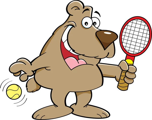 Cartoon bear holding a tennis racket. — Stock Vector
