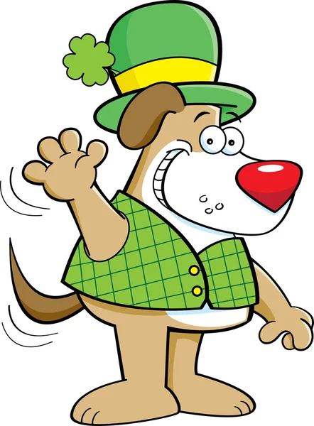 Bir derby giyen karikatür köpek. — Stok Vektör