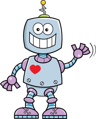 Çizgi film gülümseyen robot.