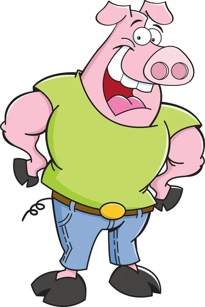 Cartoon pig wearing clothes. — Stock Vector