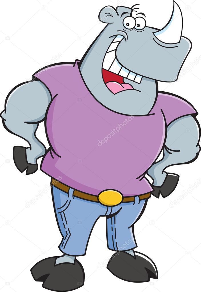 Cartoon Rhino Wearing Jeans