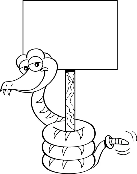 Cartoon snake holding a sign. — Stock Vector