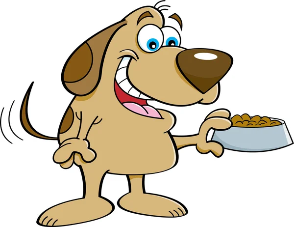 Cartoon Dog Holding a Dog Food Dish. — Stock Vector