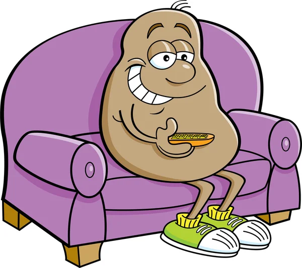 Patata de dibujos animados sentada en un sofá . — Archivo Imágenes Vectoriales