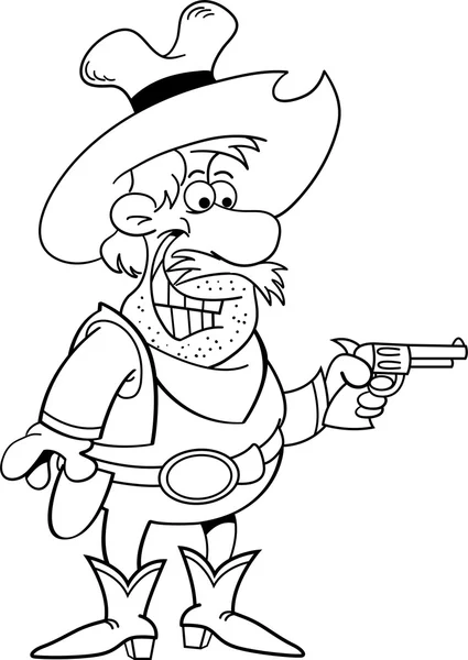 Cartoon cowboy holding a pistol. — Stock Vector