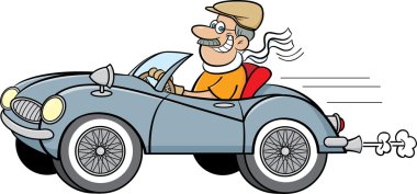 Bir spor araba Karikatür adam.