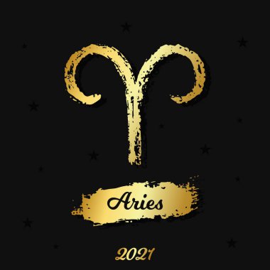 Vektör altın burç işareti. Koç eli çizilmiş