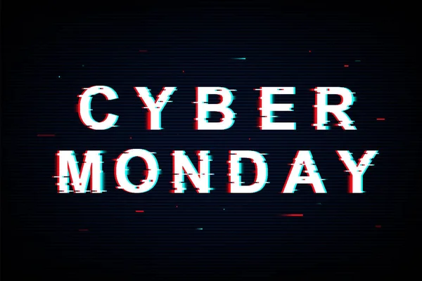 Poster modello Cyber Monday in stile glitch al neon Vettoriale Stock