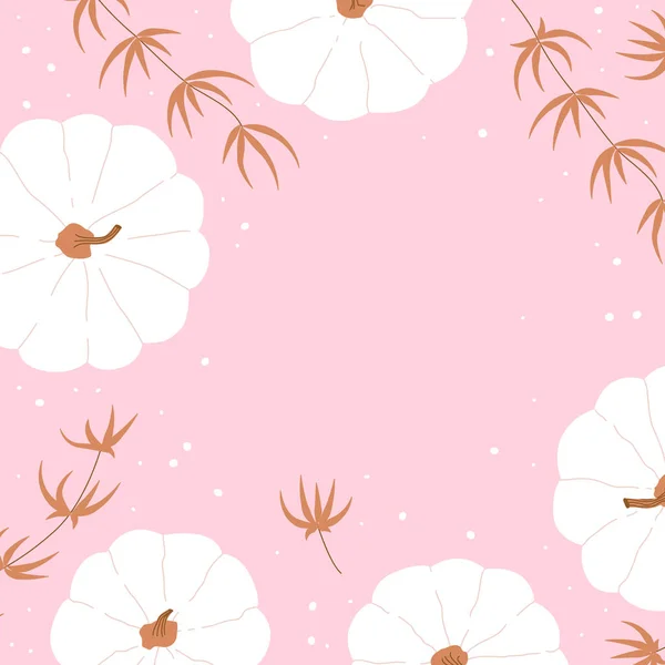 Fondo rosa con linda calabaza — Vector de stock