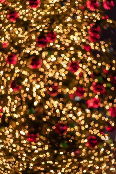 Lots Bright Yellow Orange Defocused Christmas Lights Garland Group Golden — Stock Photo, Image