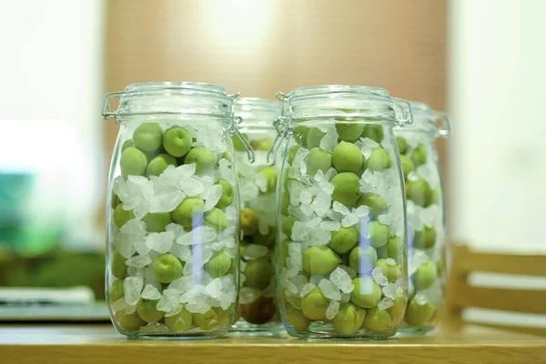 Ciruela Japonesa Azúcar Roca Para Preparar Para Jarabe Ume Jarabe — Foto de Stock