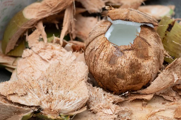 Volwassen Kokosvlees Grondstof Van Veel Producten Zoals Kopra Kokosolie Gedroogde — Stockfoto