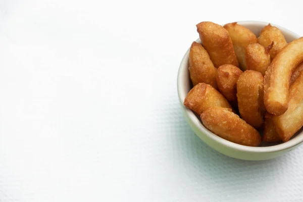 Bastão Curto Churros Caseiro Churos São Massa Frita Polvilhada Com — Fotografia de Stock