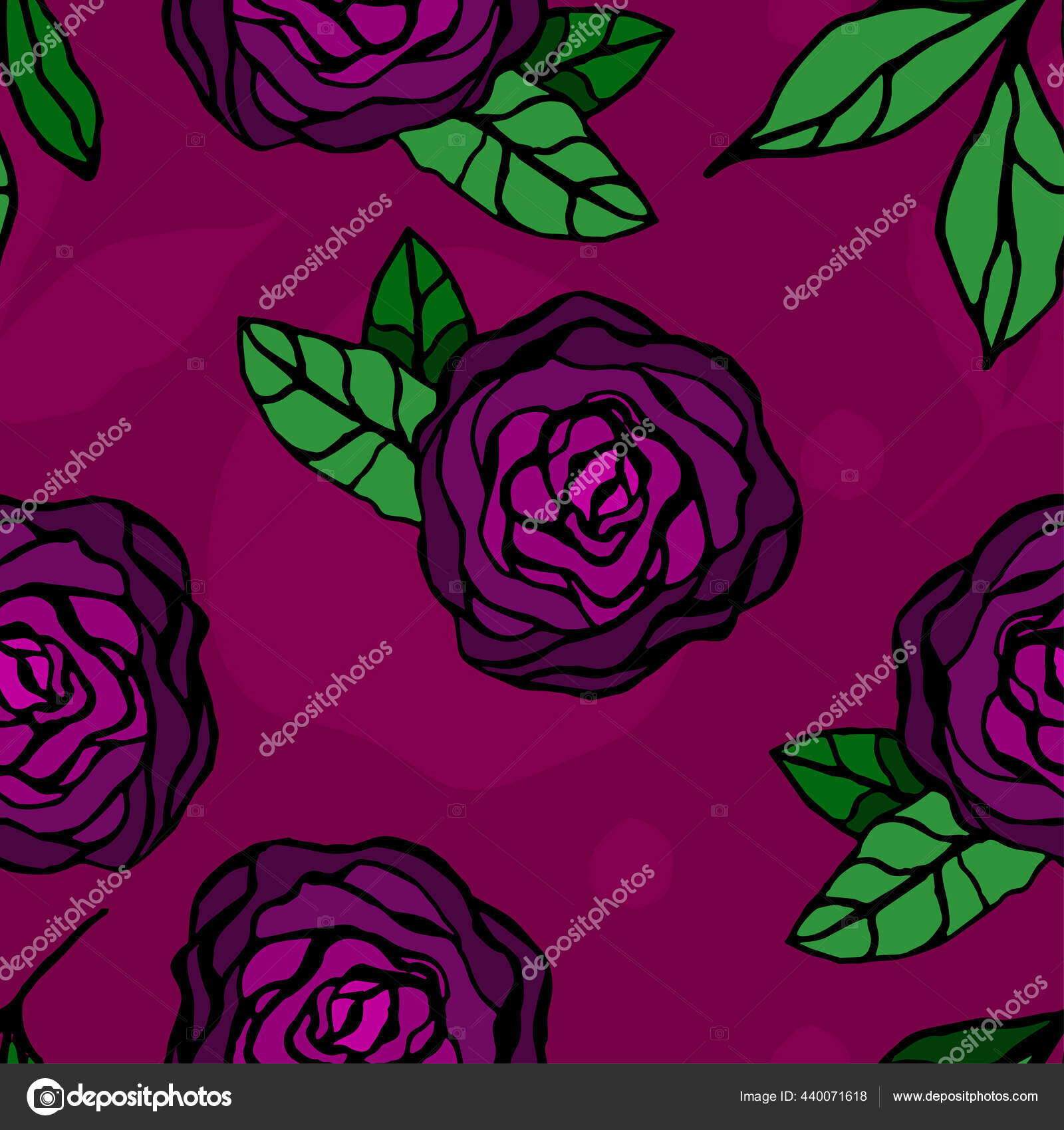 Розовые Цветы Ручной Работы Бесшовный Векторный Узор Векторное.