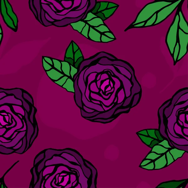 Розовые Цветы Ручной Работы Бесшовный Векторный Узор — стоковый вектор