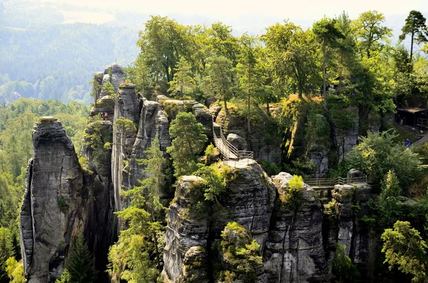 Bridge named Bastei in Saxon Switzerland Germany — Stock Photo, Image