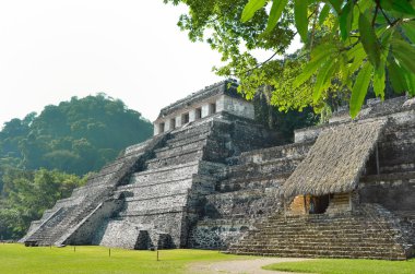 Palenque Ancient Mayan temples clipart