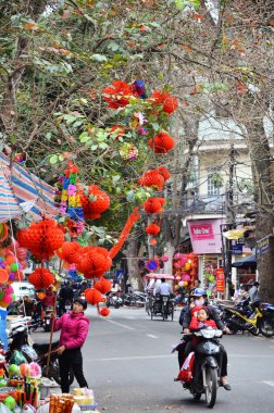 HANOI, VIETNAM march 01: Busy traffic in the old quarter 2015 in Hanoi. clipart